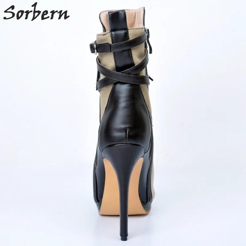 Sorbern حجم كبير النساء التمهيد اللمحة تو السيدات أحذية العمل كتلة كعب الكاحل الجوارب للنساء المتحولين جنسيا سحب كوينز الأحذية