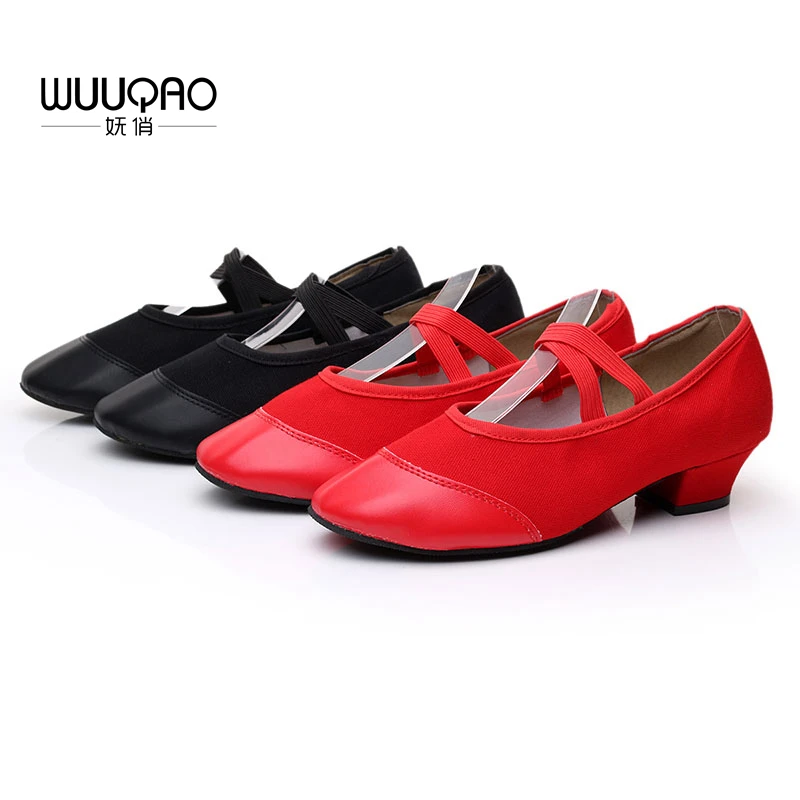 Women Summer New Arrival Red Canvas Dance Shoes Dance Practice Shoes Soft And Breathable PU Shoes Head