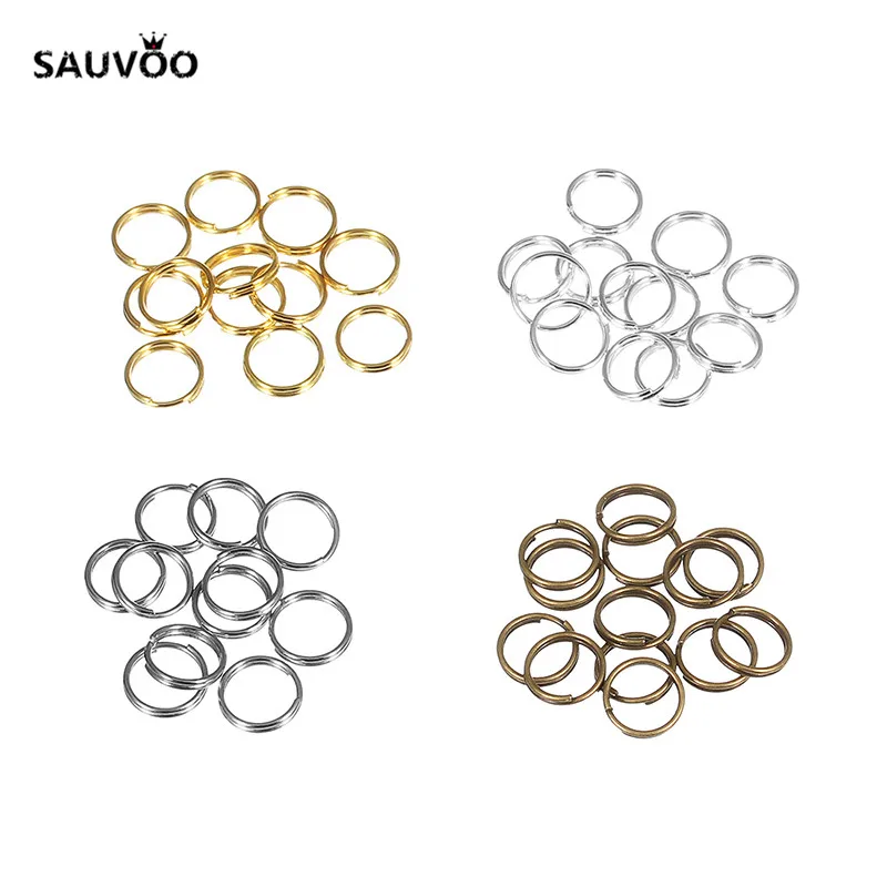 SAUVOO 200 pezzi bronzo antico argento oro rodio colore salto anello diviso doppi anelli diametro 4/6/8/10mm per connettore gioielli fai da te