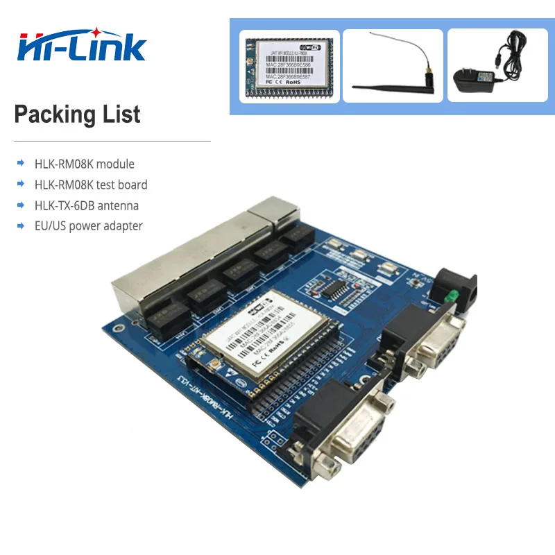 Free Ship  HLK-RM08K MT7688K serial WIFI module five- ethernet/ two-serial/UART to WIFI module MT7688K kit compatible hlk-rm04