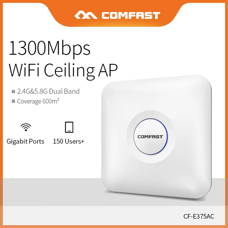 Comfast High Power 1300Mbps Dual Band 2.4&5.8 Wireless Ceiling AP With Gigabit RJ45 Port Wifi Router Signal Amplifier CF-E375AC