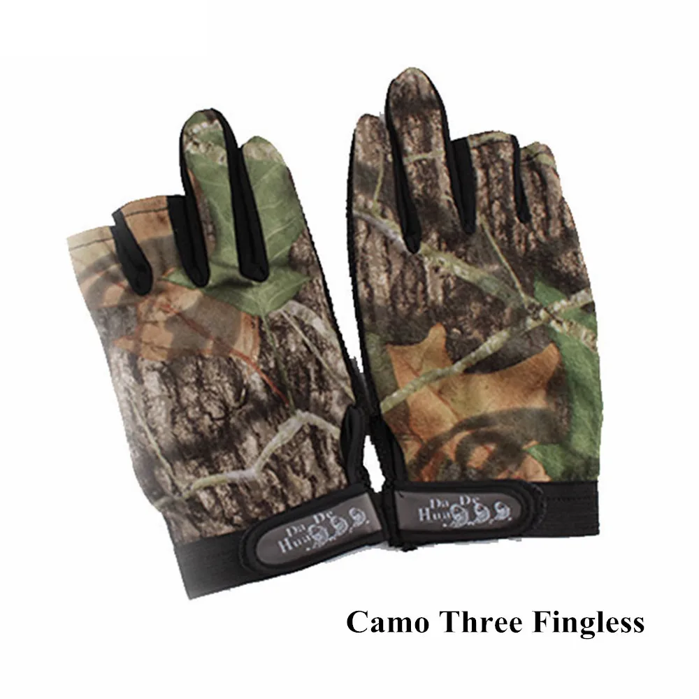 Outdoor Bionic Camouflage Hunting Fishing Gloves Anti-Slip Tactical Cycling Gloves Multifuntional Fingerless Gloves Breathable