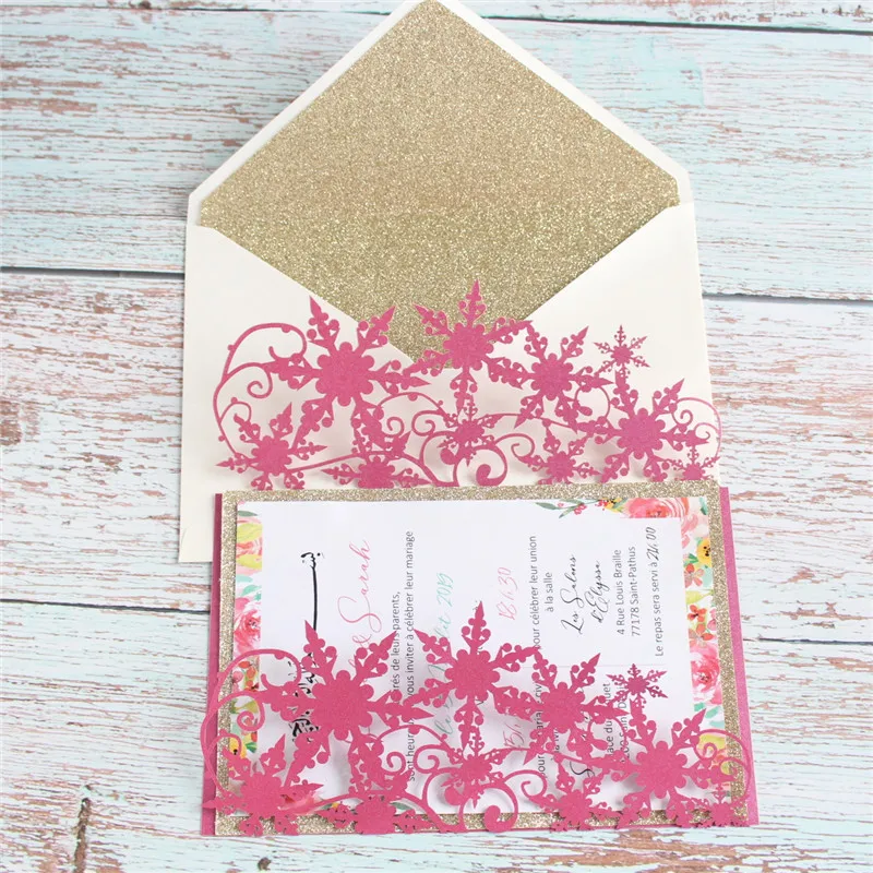 

Elegant wedding business invitation glittery lining insert envelop 50pcs