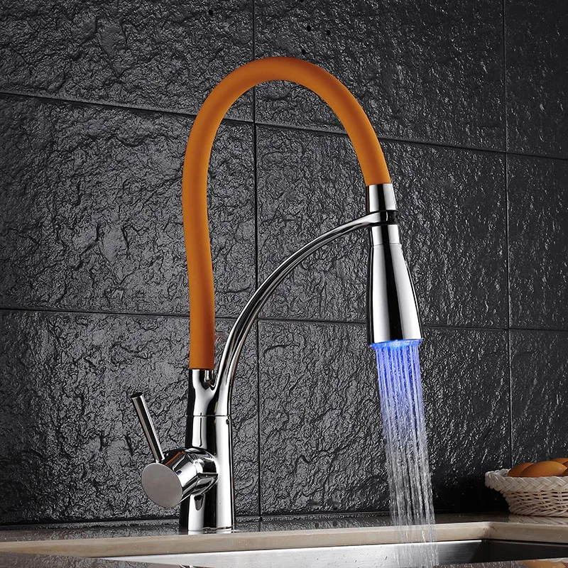 kitchen  Vidric Faucet 3Color automatic Sense Temperature Faucet LED light a Faucet Hot and Cold Mixer Tap basin LED Faucets