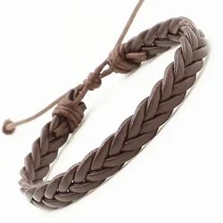 New Arrival Fashion Trendy Handmade Black Brown Weave PU Leather Homme Female Women Bracelet Men's Male Jewelry Accessory