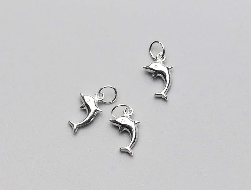 925 Sterling Silver Cute Dolphin Charms 13x7.5mm Handmade Women Jewelry Pendant Accessories DIY Dangle Earring Necklace Gift