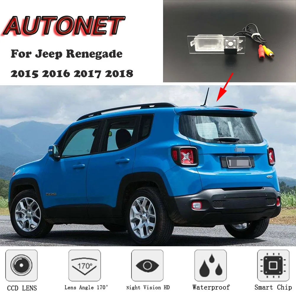 

AUTONET HD Night Vision Backup Rear View camera For Jeep Renegade 2015 2016 2017 2018 CCD/license plate camera