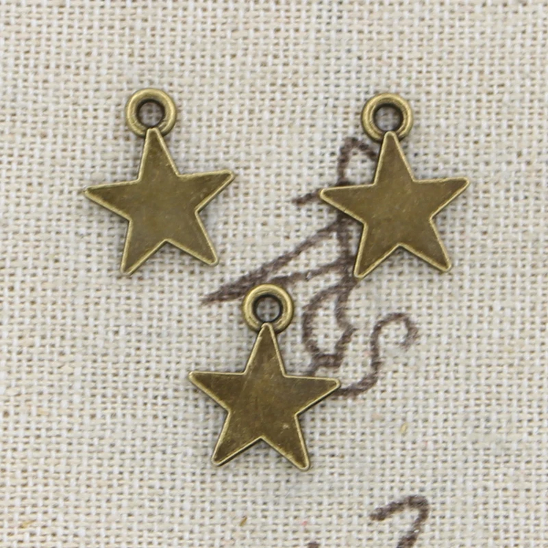 50pcs Charms Star 16x13mm Antique Bronze Silver Color Plated Pendants Making DIY Handmade Tibetan Bronze Silver Color Jewelry