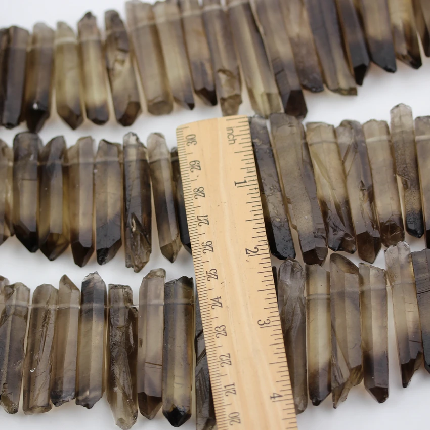 Natural Smoky Color Quartz Sticks Beads Jewelry Supplies,Top Drilled Rough Raw Crystal Points Beads Necklace