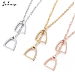 Jisensp Fashion Gold Color Horseshoe Necklaces Pendants for Women Jewelry Birthday Lovely Horse Hoof Necklace Chain Gift