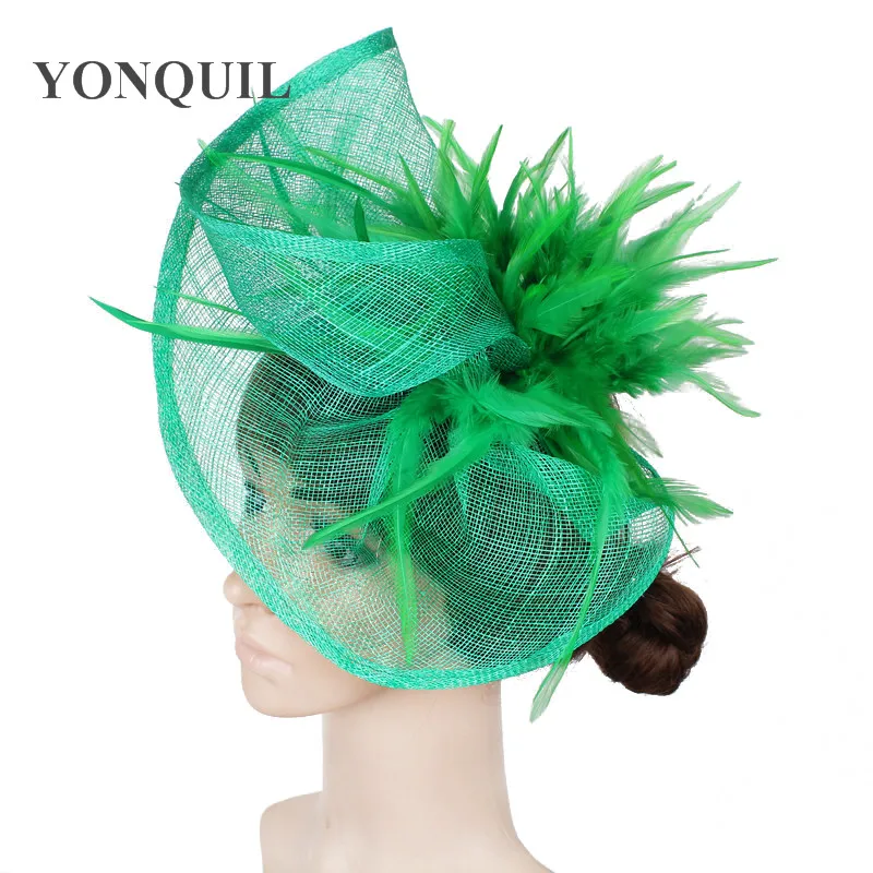 high quality vintage brown fascinators green cocktail wedding accessories sinamay fascinator hats kentucky event headwear SYF625