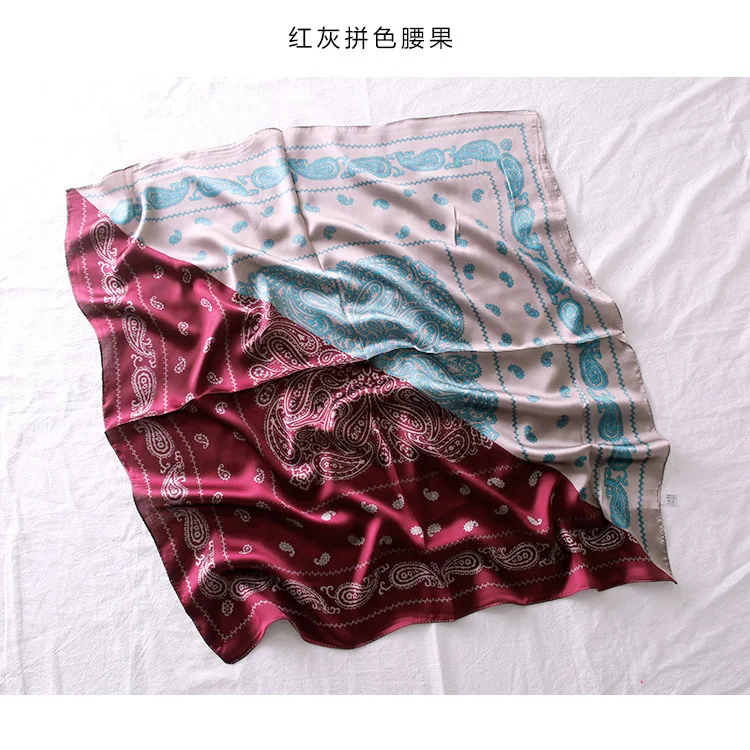 70cm Korean Paisley Small Square Scarf Female Decorative Collar Scarf Literary Small Silk Scarf Wild New Autumn Women Tied Bags