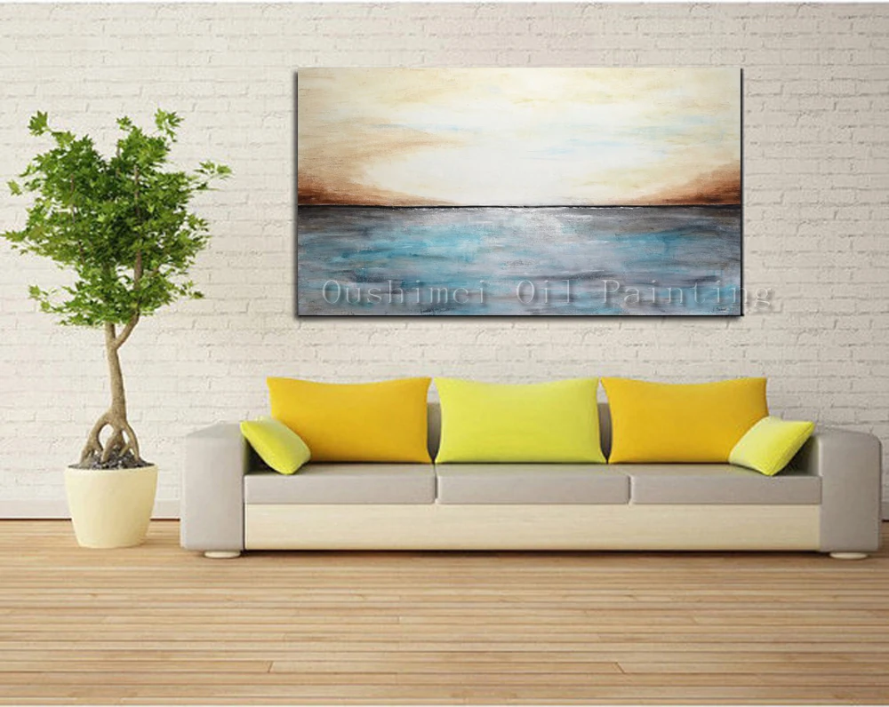 

Hand Painted Cheap Oil Painting Hang Paintings Modern Simple Abstract Sea Picture Home Decor Painting On Canvas For Living Room