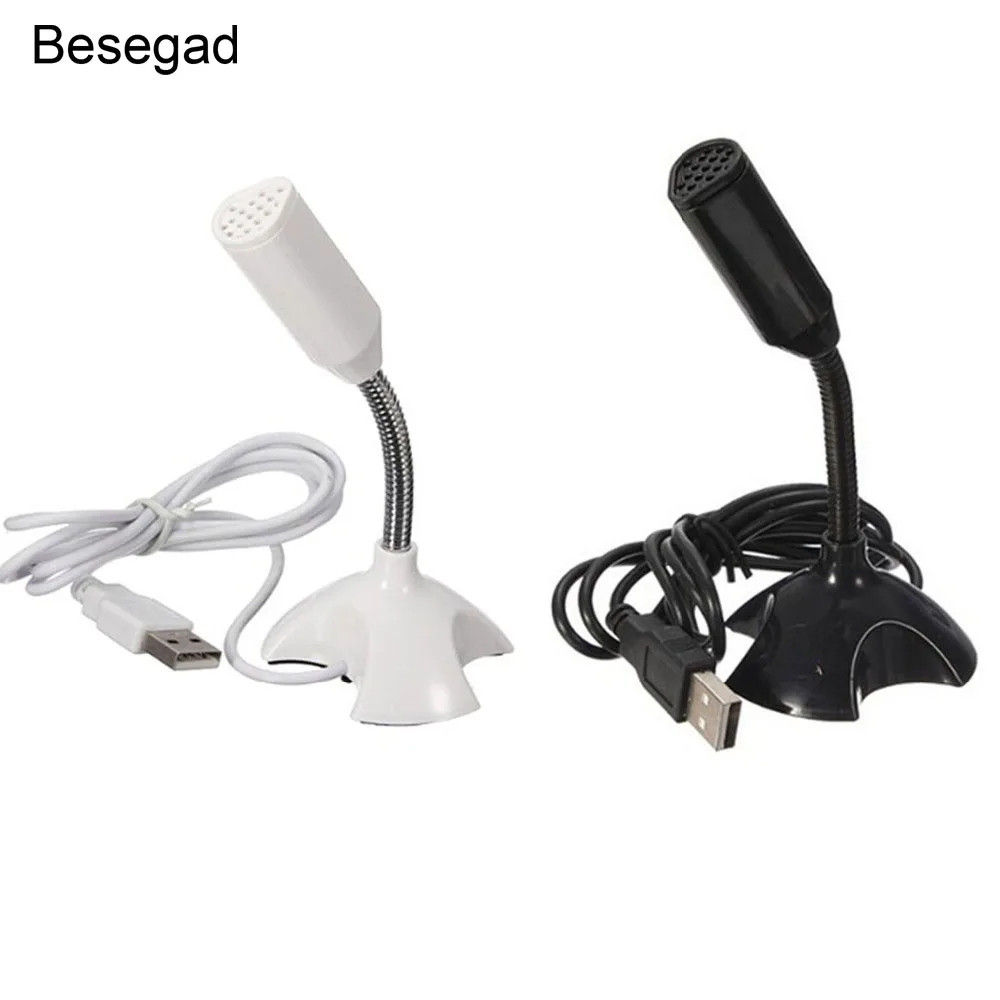 

Besegad Mini USB Desktop Microphone Mikrofon Microfone Mic with Stand Holder for Computer Laptop Notebook Tablet KTV Conference