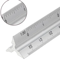 30cm Aluminium Metal Triangle Scale Architect Engineer Technical Ruler 12