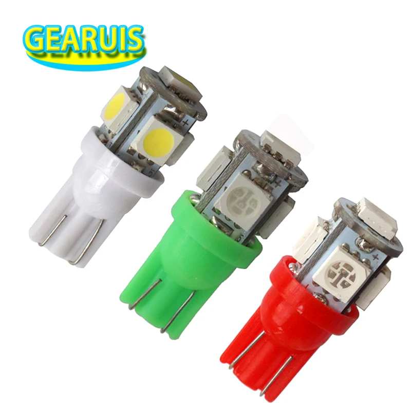 

100X Free ship Auto Car LED light T10 194 W5W 5 led smd 5050 Wedge LED Bulb Lamp 5SMD White Green ICE Blue Red Yellow PINK 12V