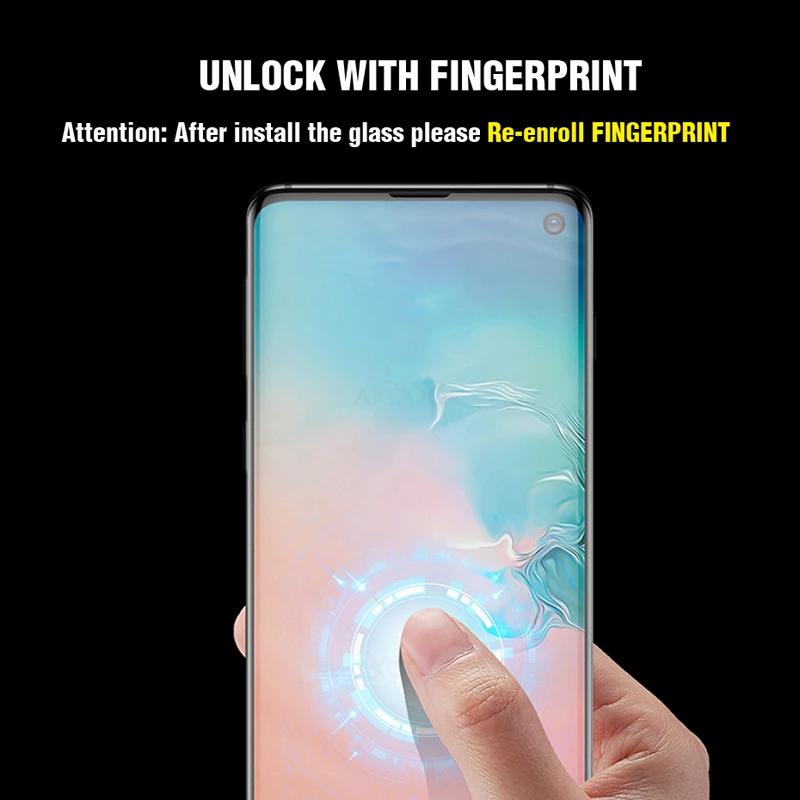 Akcoo S10 Plus tempered glass screen protector UV full glue fiim for Samsung galaxy S6 7 edge S8 9 Note 8 9 S10 screen protector