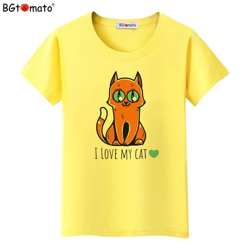 

BGtomato T shirt I LOVE MY CAT kawaii tshirt Brand new harajuku top tees Short sleeve cool summer t-shirt women