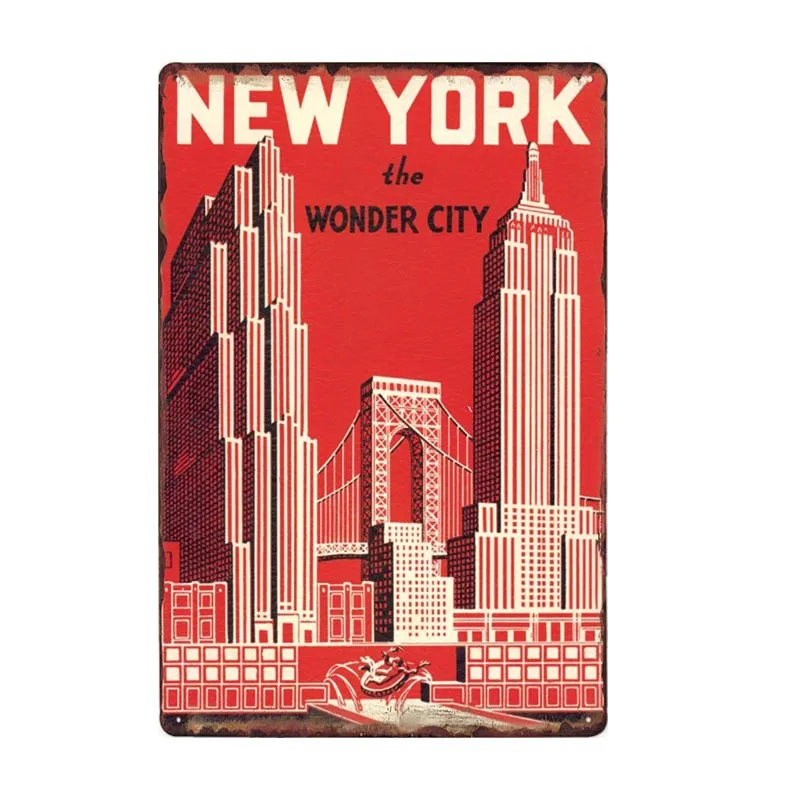 New York Metal poster Vintage Tin Sign USA Flag Bar Pub Club Toilet Wall Decor Home Plate placche retrò 20x30 cm