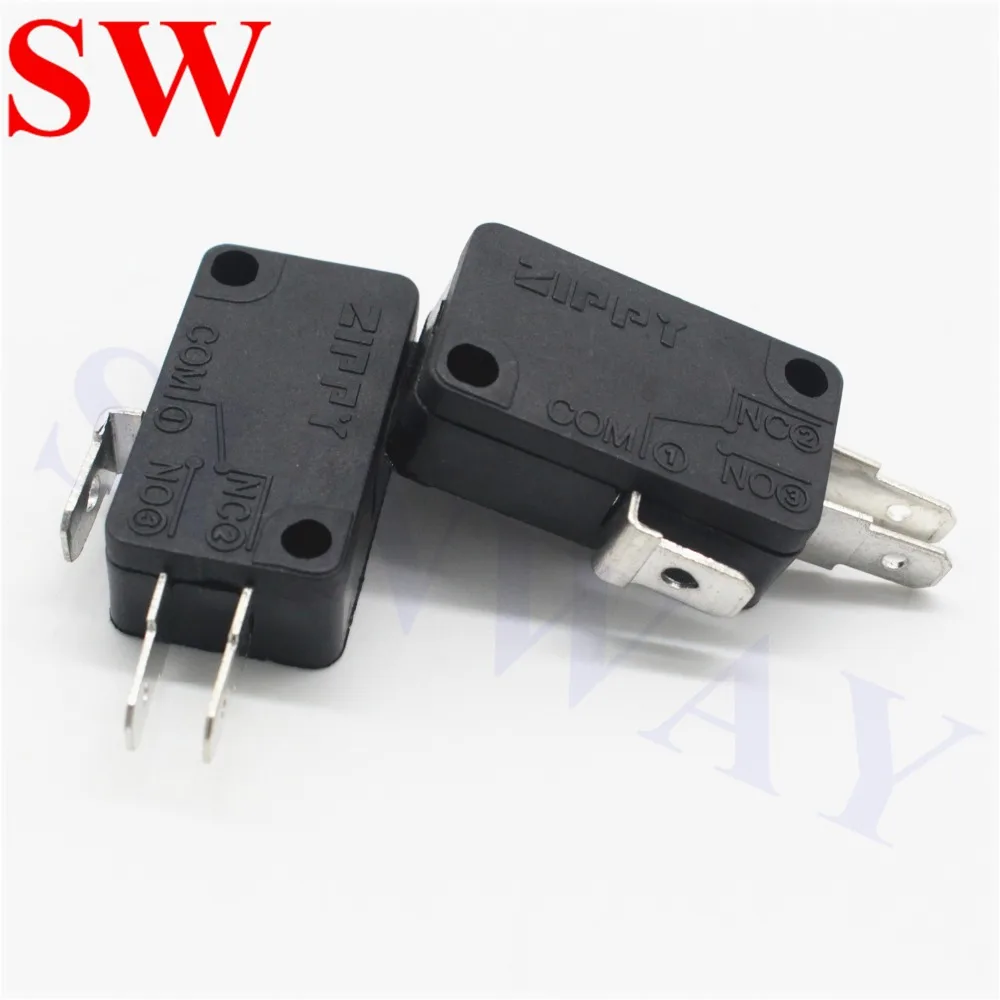 10pcs 3pin Microswitch black Zippy 3 needel Micro Switch for push Button 3 three Terminals switch for arcade game Parts joystick