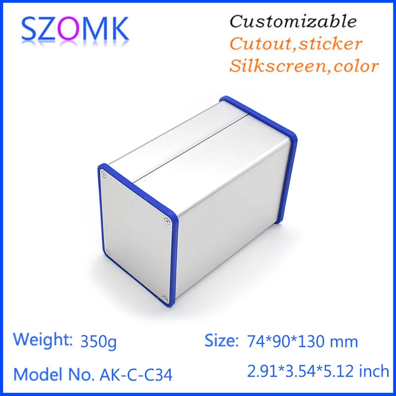 1Pcs szomk silvery aluminum extrusion case with silicone seals anodizing distribution enclosure 74*90*130mm aluminum enclosure