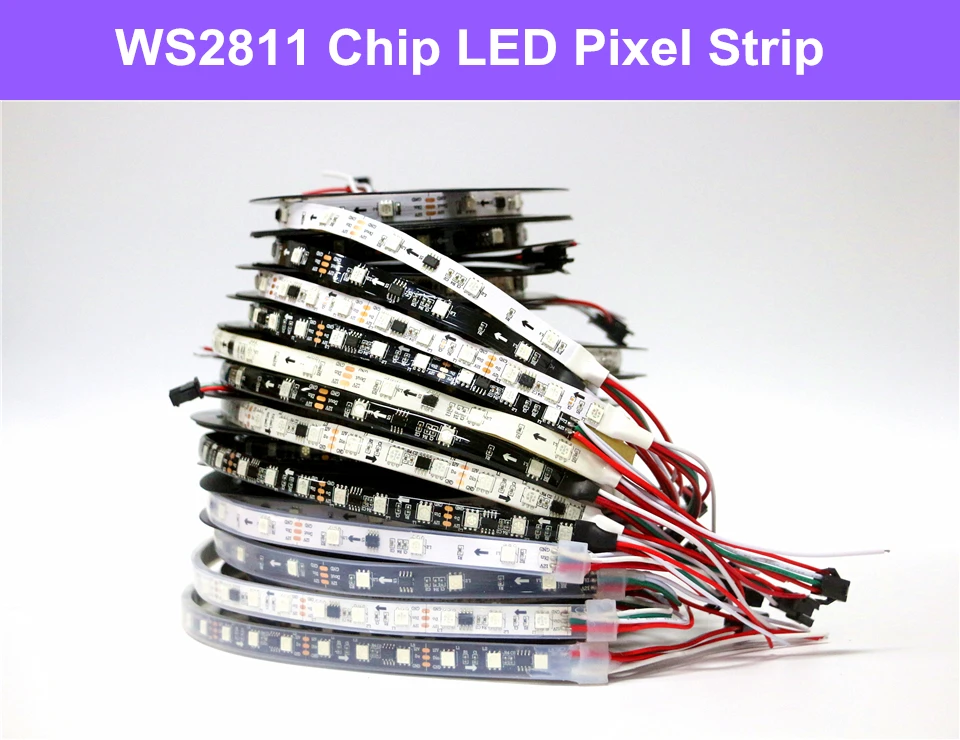 0.5m-5m 12V LED Pixel Strip WS2811 Programmable Addressable 30/60 leds/m External 1 IC 2811 Control 3 Leds 5050 RGB LED Tape