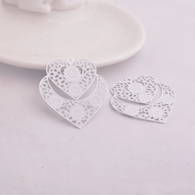 30 Stück AA3791 38*42mm Große Herz-Charms mit Prägung aus Messing Metallherzen Schmuckzubehör – Detail 12