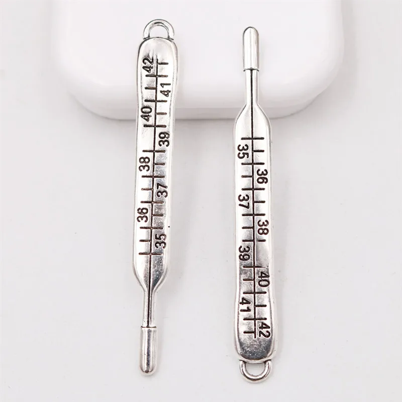 4pcs Silver Plated 3D Mercury Thermometer Charm Hip Hop Necklace Bracelet DIY Metal Jewelry Alloy Pendants A1016