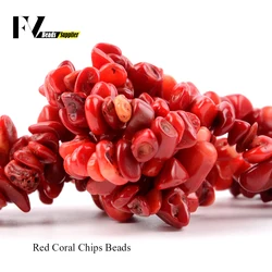 5mm-8mm Natural Red Coral Chips Stone Beads for Needlework Irregular Gravel Beads Accessories For Jewelry Making Bracelet 15inch