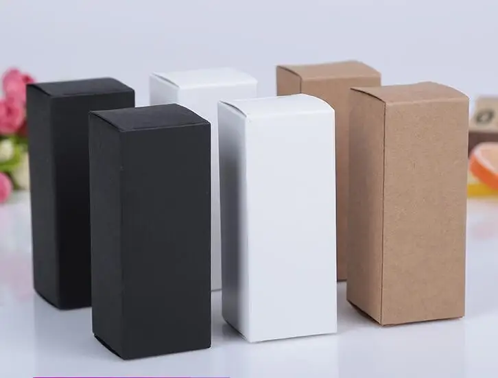 50Pcs 10ml/20ml/30ml/50ml/100ml White Black Kraft Paper Packaging Box Dropper Bottle Cosmetics Party Gift Cardboard Boxes Tubes