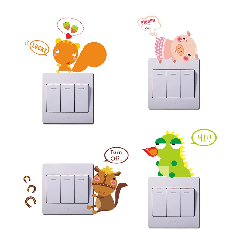 10 designs Lovely Animals Dark Light Switch Sticker Children Room Home Decor Nursery Room Decoration Bedoom Kids Room Decor