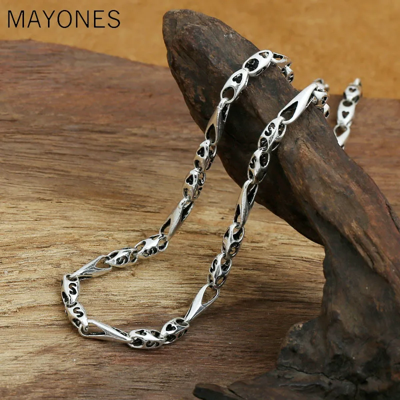 4mm Thick S925 Sterling Silver Retro Thai Silver Vintage Style Custom Made Extension Triangular Men And Women Necklace free ship