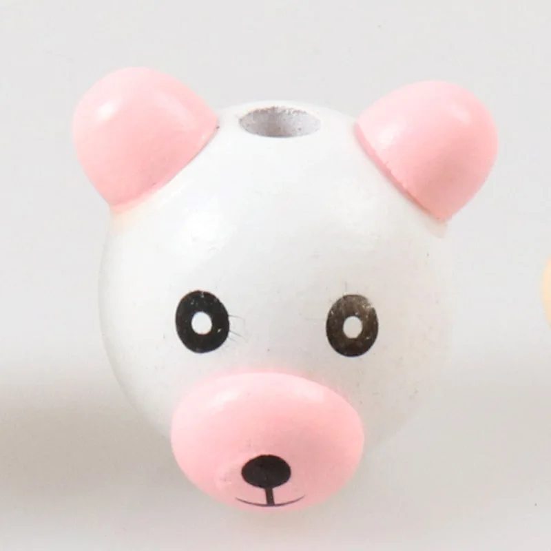 귀여운 아이 나무 소재 비즈 3D 곰 모양 귀여운 스페이서 느슨한 비즈 맞는 아이 수제 DIY 액세서리 28mm 10 개