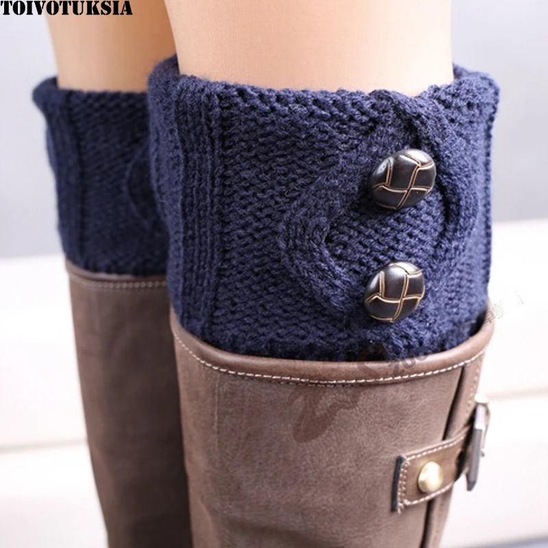 

TOIVOTUKSIA Knit Boot Cuffs Buttons Crochet Boot Toppers Thermal Boot Covers Reversible Women Boot Cuffs Socks