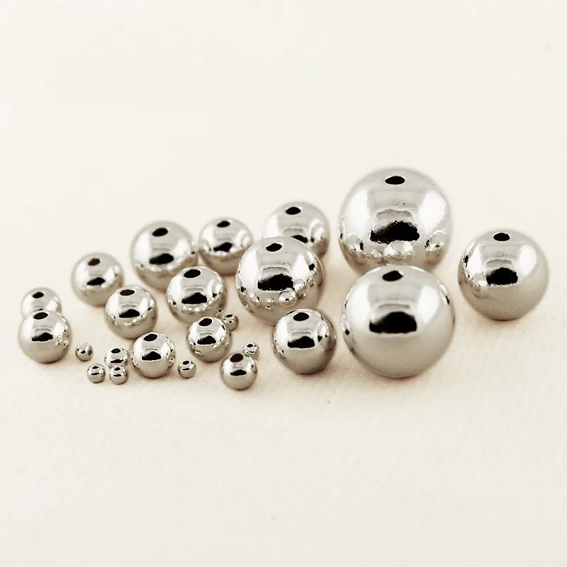 3-100pcs Genuine 925 Sterling Silver Bead Unique Loose Ball Round Beads for DIY Apparel Sewing & Fabric Garment Crafts