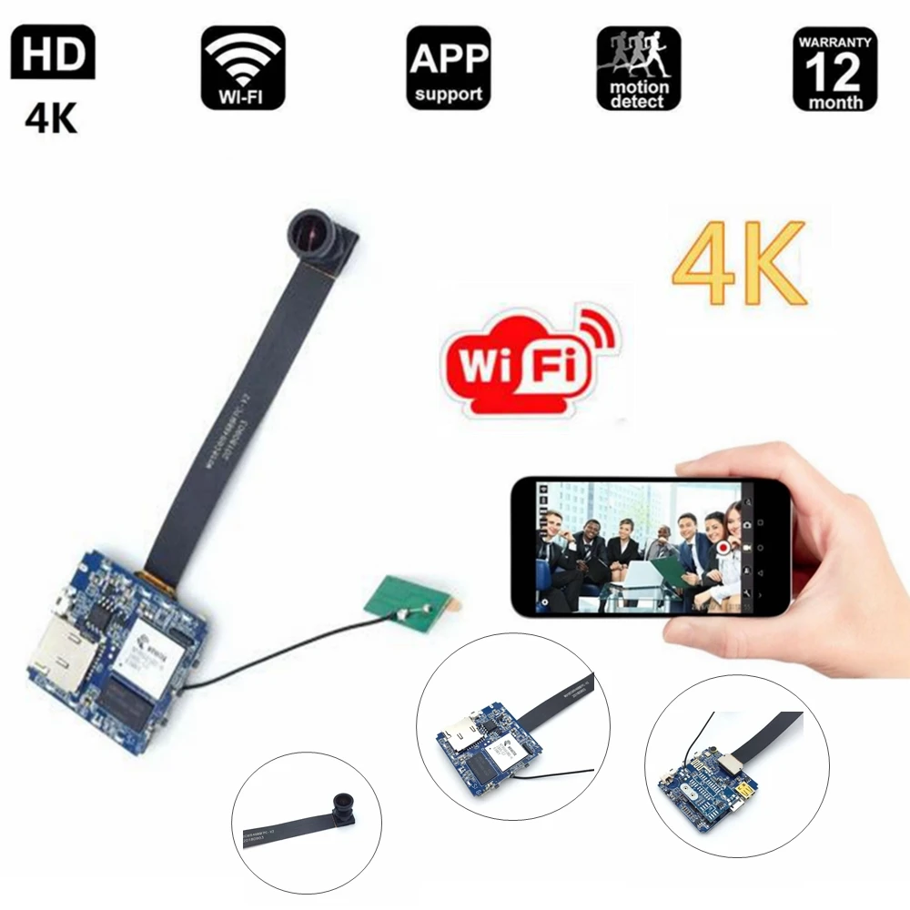 Profissional Mini Câmera WiFi para Drone Micros De Vídeo, Filmadora Interior, Pequeno Drone, Detec De Movimento, YouTube, 4K, Fábrica