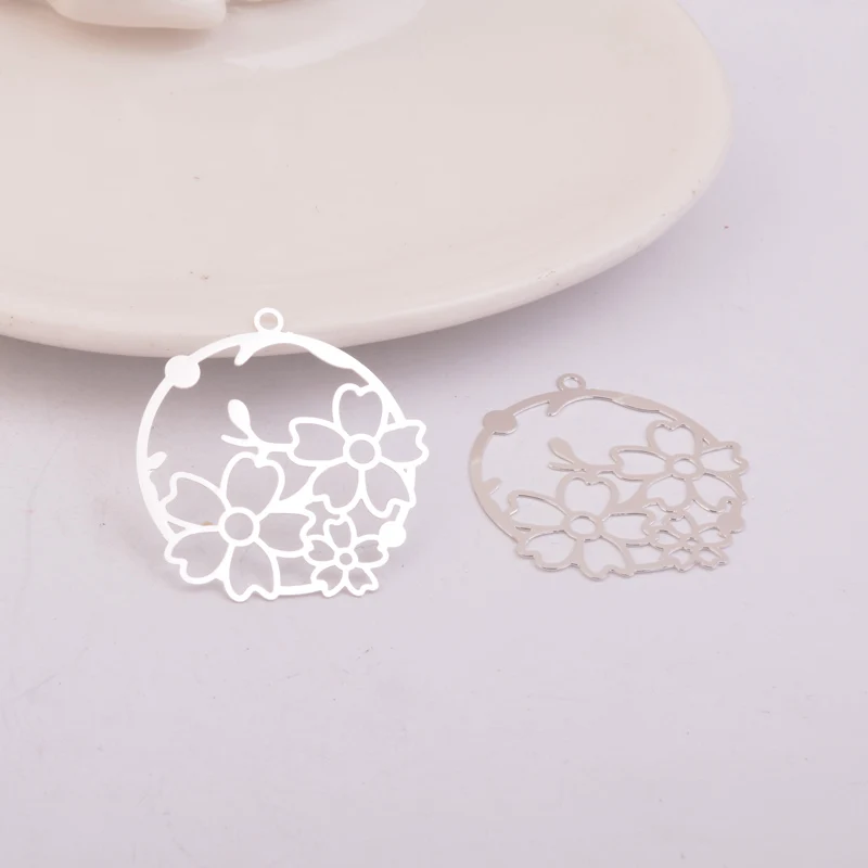 50 Stück AB5442 30*32mm Filigran-Blumenkorb-Anhänger, bemalte Blumenanhänger, DIY-Schmuckzubehör – Detail 9