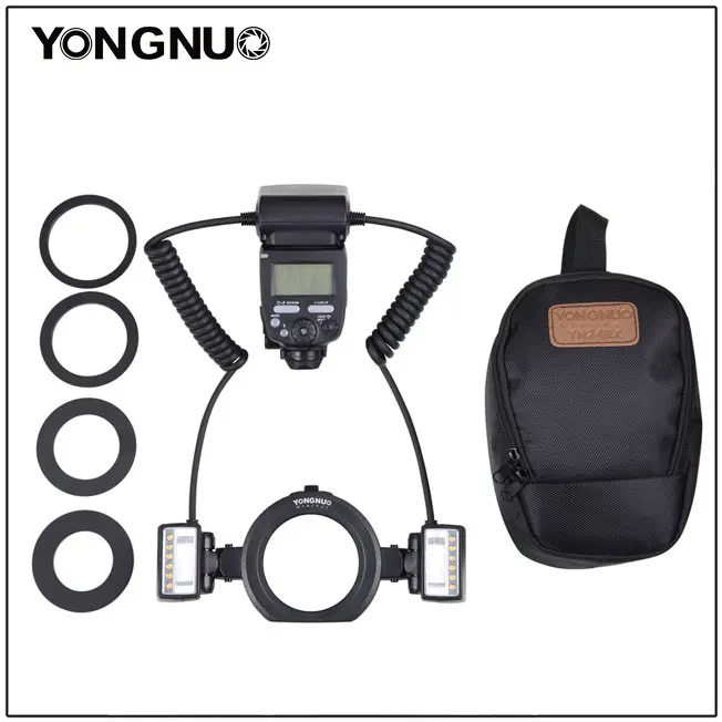 Yongnuo YN24EX E TTL Twin Lite Macro Flash Speedlite for Canon Cameras with Dual 2pcs Flash Head + 4pcs Adapter Rings