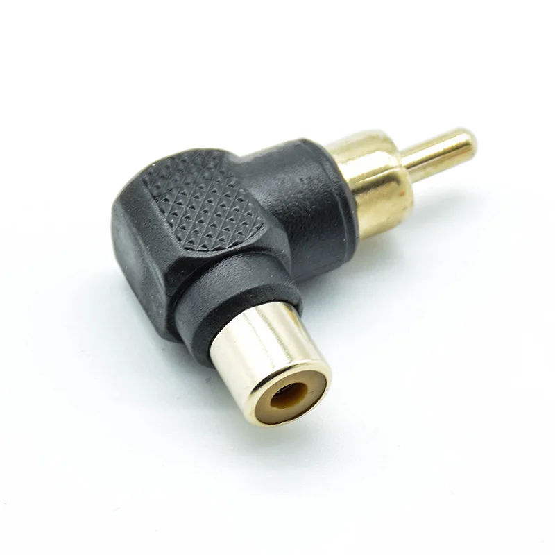 2 sztuk 90 stopni złącze RCA kątowe wtyczki adaptery męski na żeński M/F 90 stopni łokcia Audio adapter