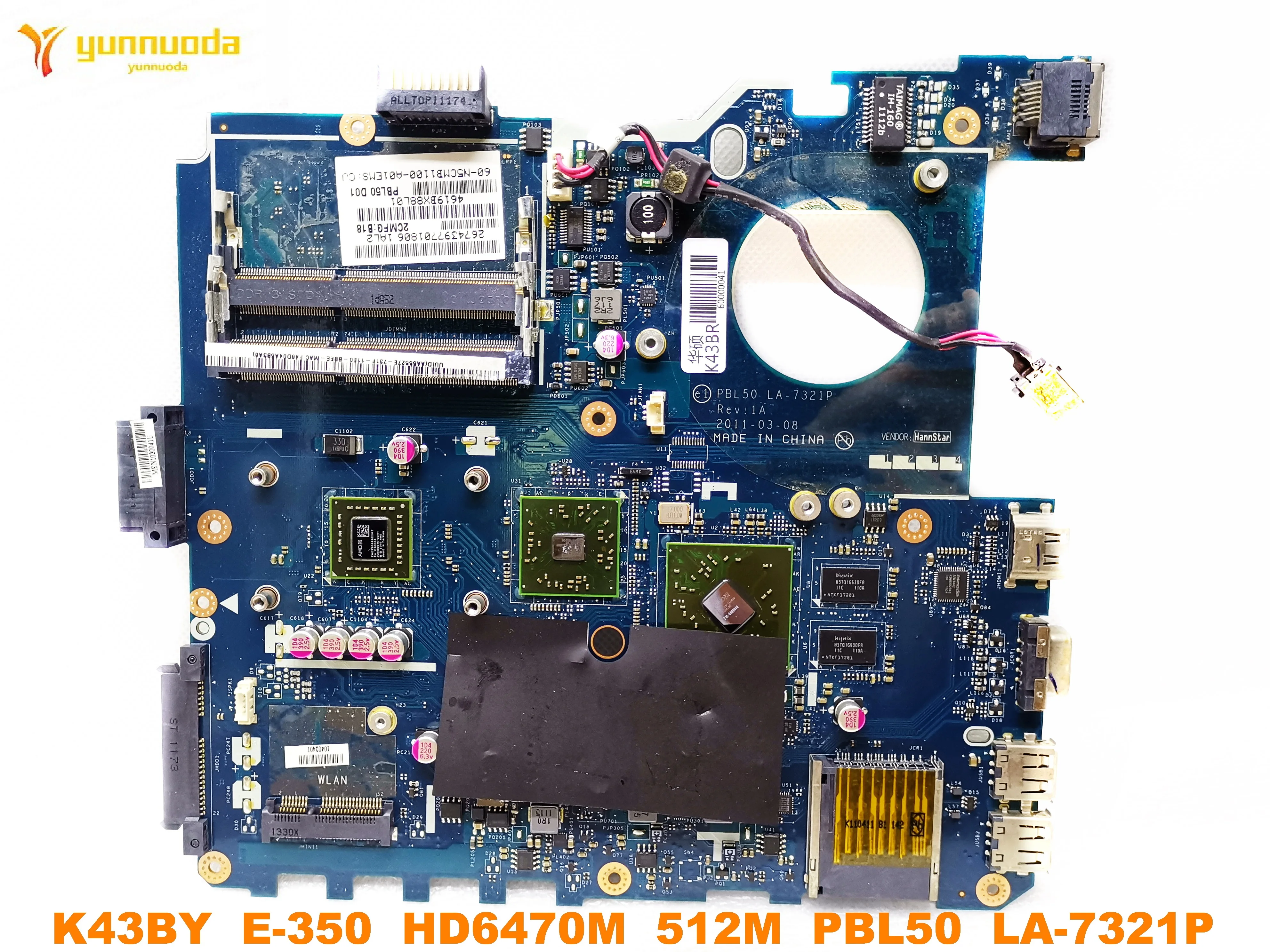 Original for ASUS K43BR laptop motherboard K43BY  E-350  HD6470M  512M  PBL50  LA-7321P tested good free shipping