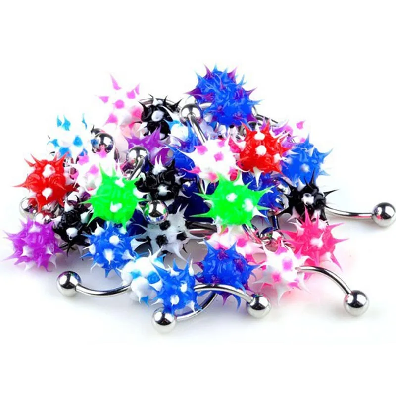 Pinksee Wholesale lots 14g 10x silicone flower navel naval belly button rings body piercing jewelry пирсинг  nariz
