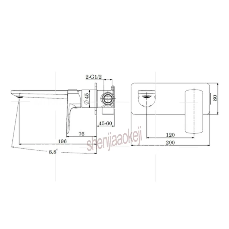 Grifo de lavabo montado en la pared de latón de estilo europeo, grifo mezclador de baño de un solo mango, grifo de agua fría y caliente, 1 ud.