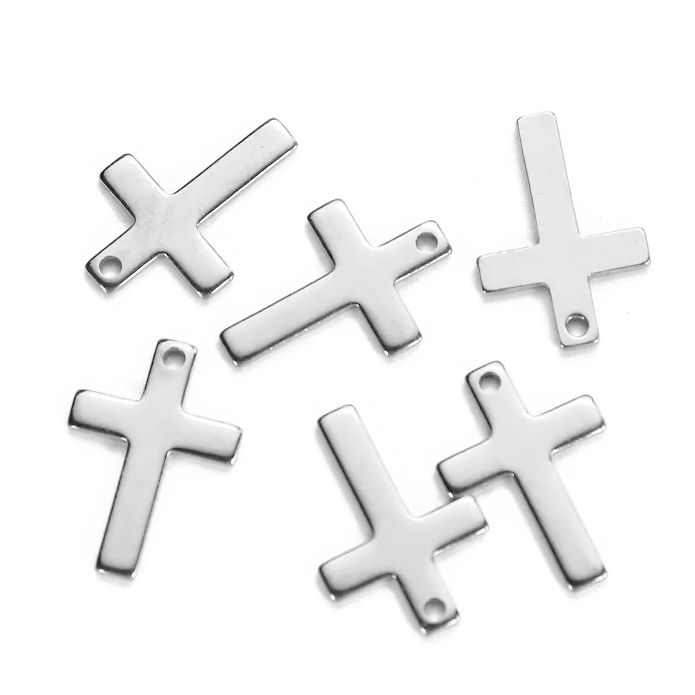 20Pcs/lot Stainless Steel Cross Charms For Bracelet Necklace Accessories Religious Catholic Christian Jewelry Making