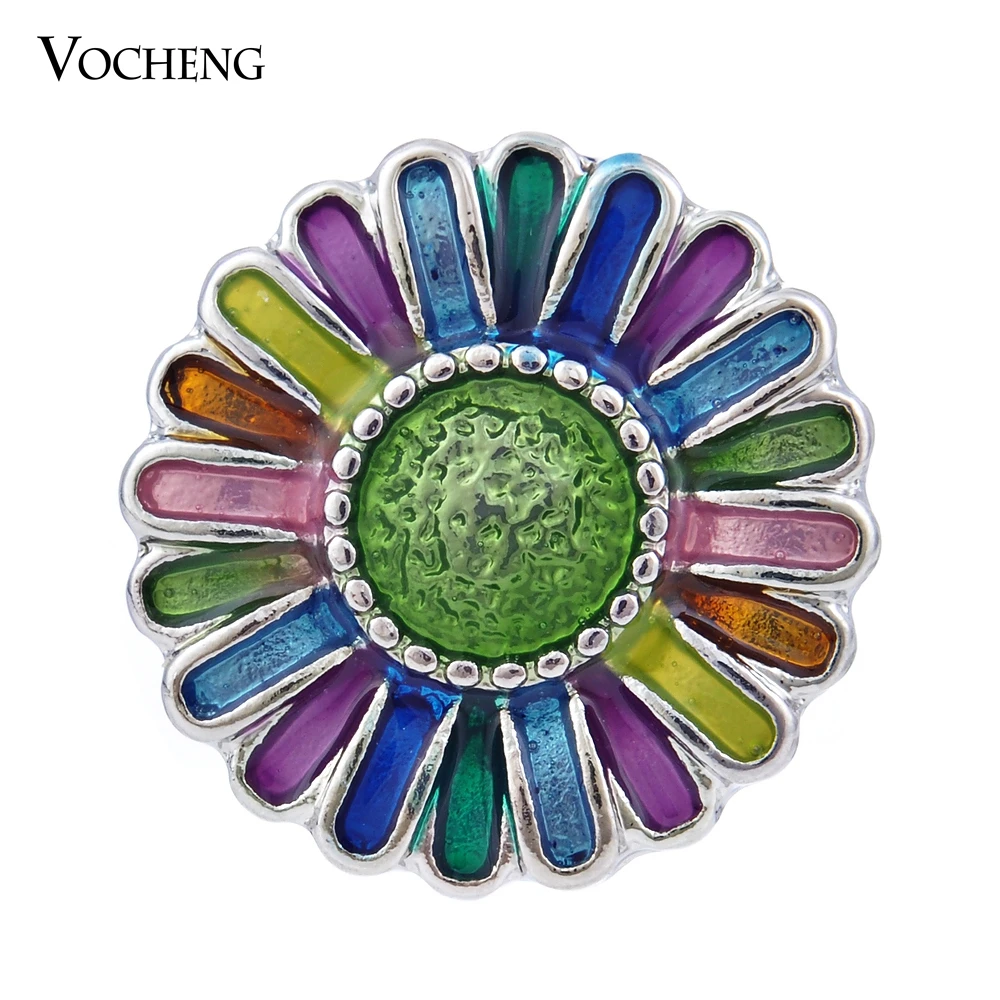 Vocheng Ginger Snap Jewelry Sunflower Hand Painted 18mm 6 Colors Charms Vn-884