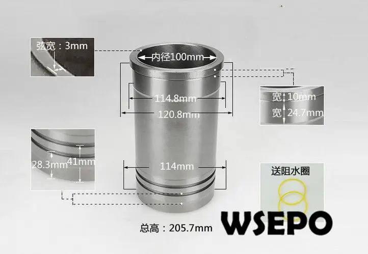 OEM Quality! Cylinder Sleeve+Piston (6PC) Kit for Direct Injection ZS1100 4 Stroke Small Water Cooled Diesel Engine