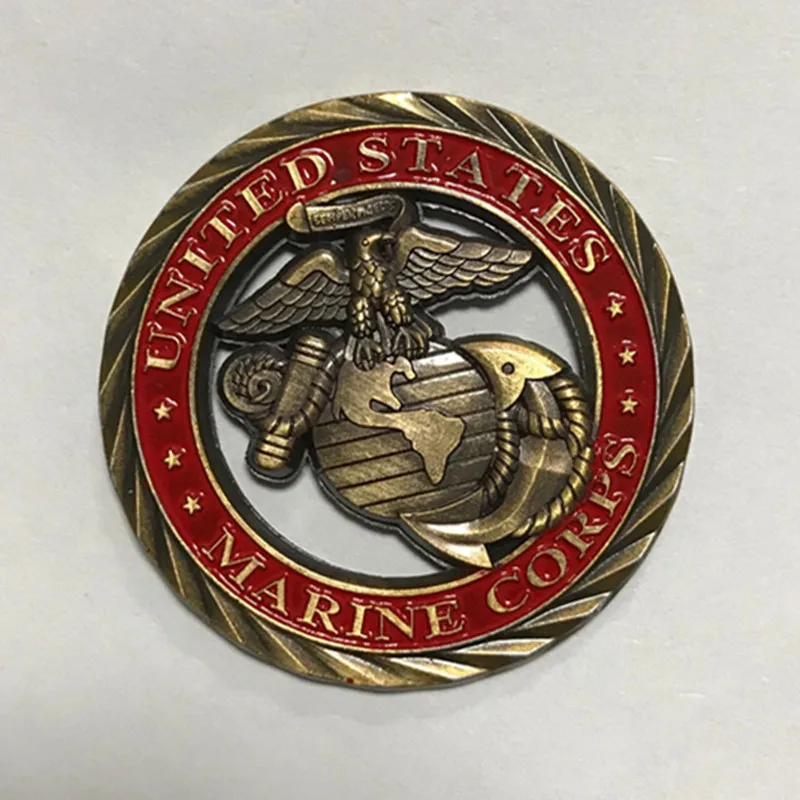 

5 pcs The Marine Corps badge Honor Courage coins 24K real gold plated 40 mm souvenir collectible coin