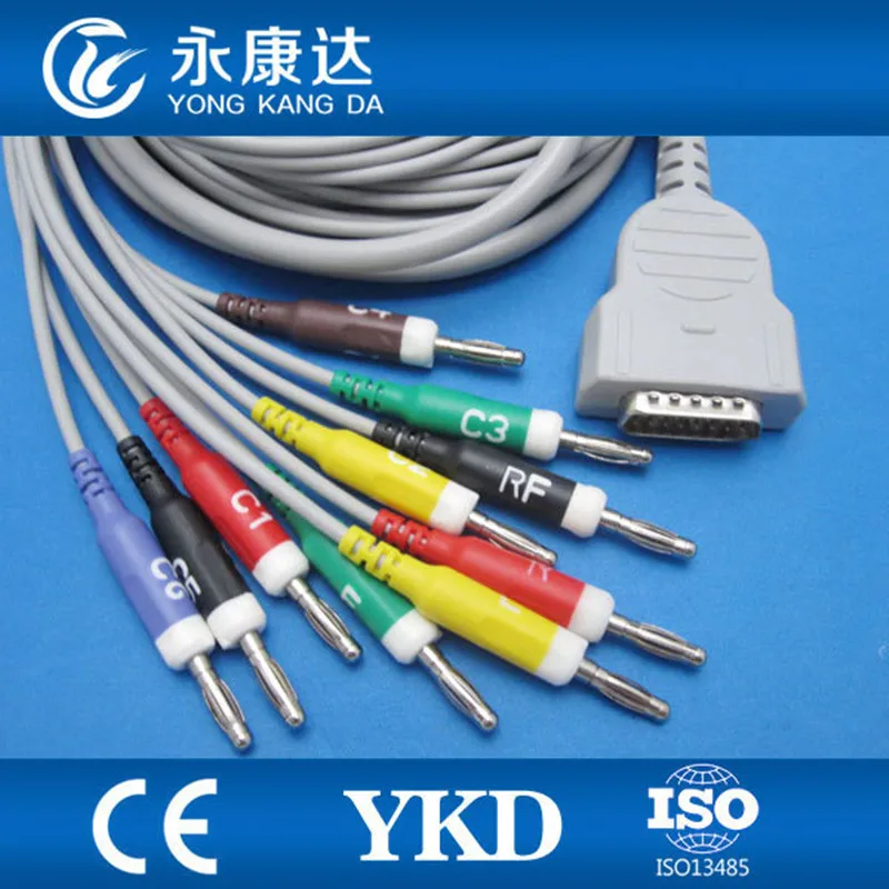 

Free Shipping Compatible GE 10-leads ECG EKG Cable With IEC Banana 4.0 Plug 3.5M