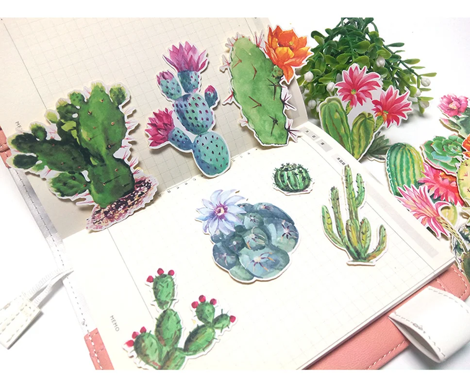 18pcs Cute Kawaii Cactus Meaty Plants Stickers Sealing For Planners Crafts And Scrapbooking Stationery Adesivo Notebook