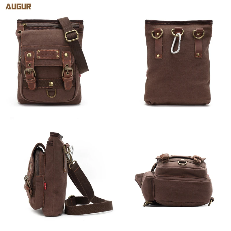 Augur 2023 Canvas Leather Crossbody Bag Men Military Army Vintage Messenger Bags Shoulder Bag Casual Travel school Bags 3033