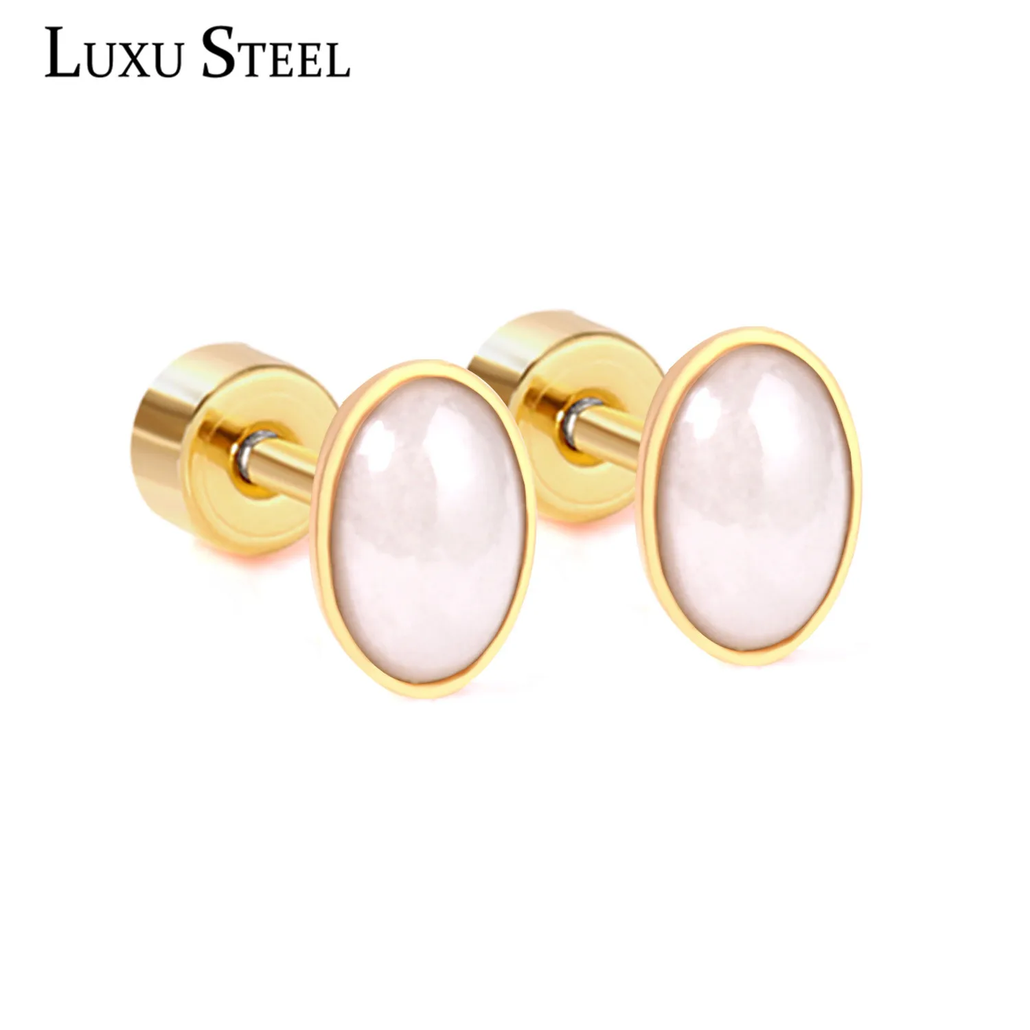 

LUXUSTEEL Stainless Steel Oval Earring Fashion Jewelry Brinco Party pendientes Mujer Golden Color Plus Earring Wholesale Bijoux